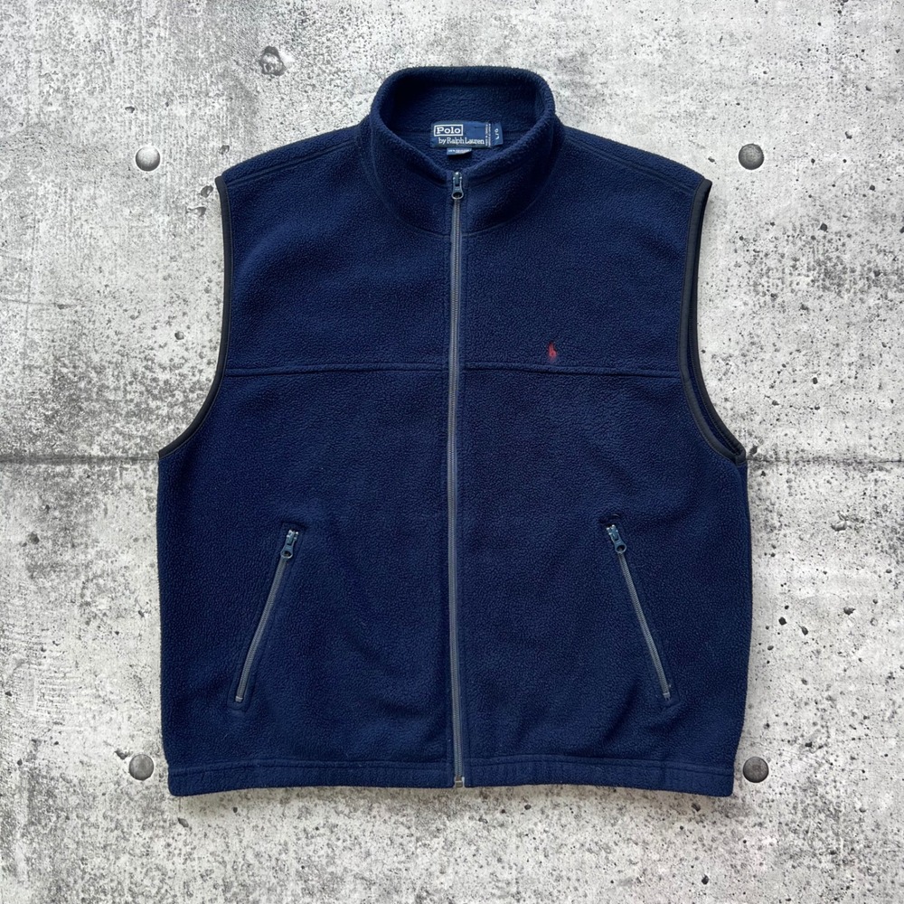 Polo Ralph Lauren Vest Men Large Navy Blue Fleece Gorpcore Outdoors Preppy 90s